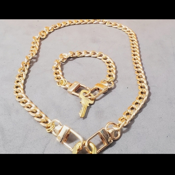 Chunky Necklace Bracelet Chain Set Blank | Good for Lock & Key | Easy On Off - Picture 7 of 8